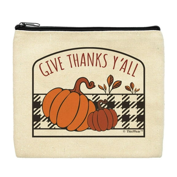 ThisWear Fall Decorations for Home Give Thanks Y'All Fall Theme Makeup Bag