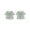 thumbnail image 2 of RUINIXCW Kids Toddler Baby Girl Christmas Dress Little Girls Xmas Clothes Party Holiday Dress Tree Embroidery Doll Collar Long Sleeve Plaid Dress, 2 of 10