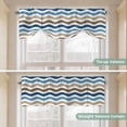 thumbnail image 6 of Blue Brown Water Ripple Tie Up Window Valance Striped Modern Tie-up Valance for Kitchen Windows Adjustable Small Curtain Balloon Shades for Kitchen Bathroom Cafe 60x18inch, 6 of 9