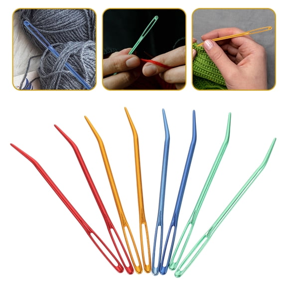 TAILTOSS 8pcs Compact Yarn Needle Aluminum Gold Blunt Tip for Scarves and Sweaters