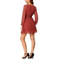 thumbnail image 3 of INSPIRE CHIC Women's Swiss Dots Puff Square Neck Smocked Waist Chiffon Dress XL Brick red, 3 of 6
