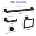 thumbnail image 2 of 5pcs Bathroom Hardware Set, 23.6Inch Stainless Steel Towel Bar Set, Toilet Paper Holder, 2 Towel Hook Wall Mount Black, 2 of 6