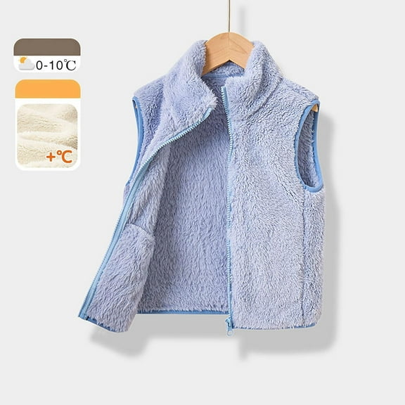 Vest for Girls Stand Up Collar Sleeveless Teddy Design Short Zip Winter Jacket Cozy Warm Clothing for Outdoor Activities and Layering