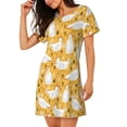 thumbnail image 2 of Balery Funny Chicken Camisón de manga corta con cuello redondo para mujer, cómodo y elegante., 2 of 6