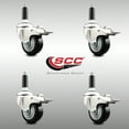 thumbnail image 2 of 3.5 Inch 316SS Black Poly Swivel 7/8 Inch Expanding Stem Caster Set Lock Brake, 2 of 2