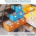 thumbnail image 4 of Twin Over Twin Bunk Beds with LED Lights, Low Bunk Bed Frame with 6 Storage Drawers and Pocket Organizer for 2 Teens, Twin Metal Bed Frame with Reversible Storage Staircase, Black, 4 of 9