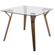 Folia Mid-Century Modern Dining Table in Walnut and Glass by LumiSource