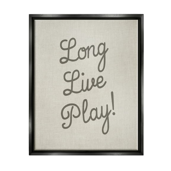 Stupell Industries Long Live Play Phrase Inspirational Painting Black Floater Framed Canvas Art Print Wall Art, 17 x 21
