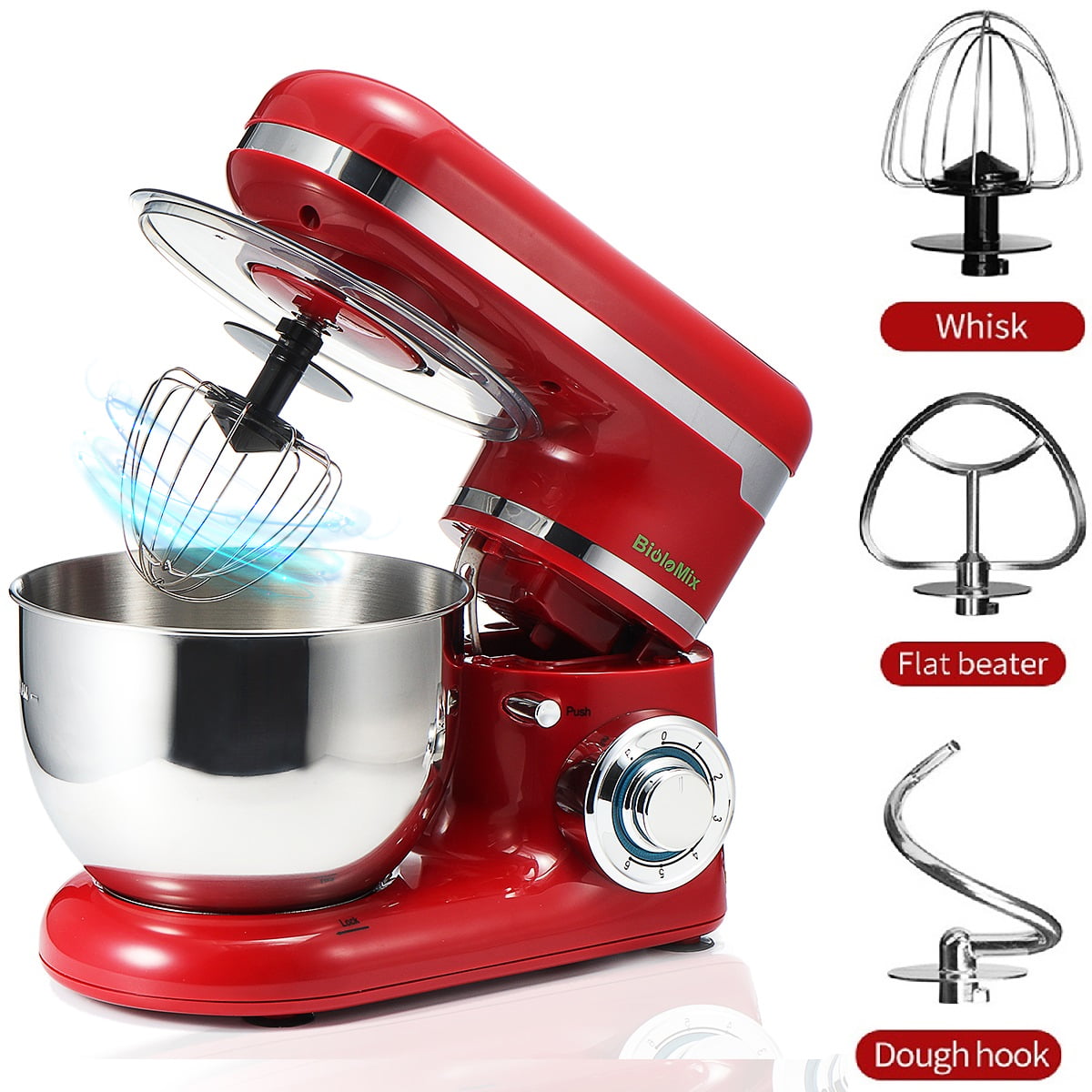 Stand Mixer White-Hand Mixer Beaters & Dough Hook 5 Speeds Electric Mixer 2 in 1 Hand Mixer with 4 Quarts Stainless Steel Mixing Bowl 
