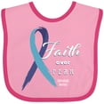thumbnail image 3 of Inktastic Faith over Fear Hydrocephalus Awareness with Blue Ribbon Boys or Girls Baby Bib, 3 of 4