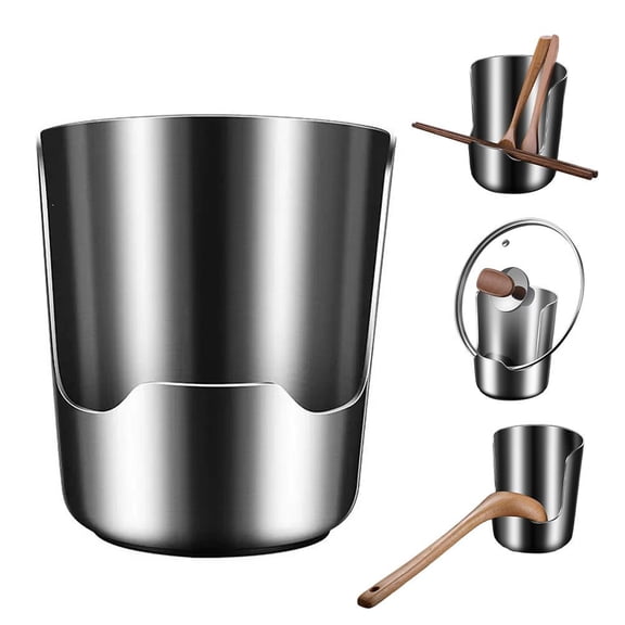 Multi-functional Kitchen Utensil Holder, Stainless Steel Vertical Utensil Holder, Pot Lid Rest Stand Spoon Spatula Ladle Caddy for Cutlery and Cooking Tools, Kitchen Counter Accessory