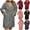 Gray, variant on Cmfcve Women's Hooded Bathrobe Solid Color Belted Short Dress Nightgowns Long Sleeve Loose Fitted Ladies Sleepwear Nightshirts with Pocket
