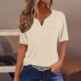thumbnail image 2 of Wlynlyn Womens Tops Short Sleeve Shirts Button down V Neck T Shirts Plus Size Blouses Solid Color Tees, 2 of 5