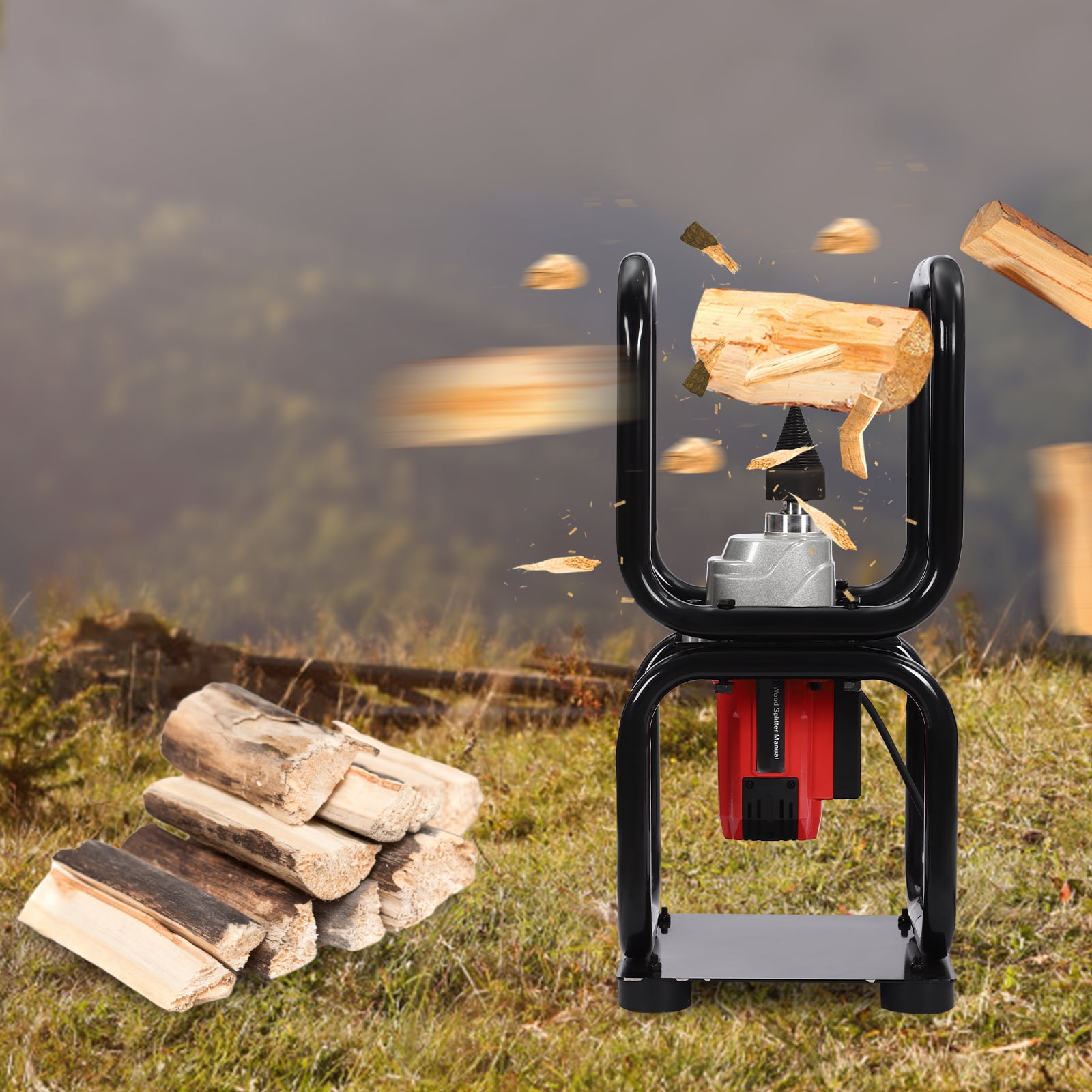 Log Splitter,Wood Splitter Electric Powered 450rpm,3.3 KW Electric Firewood Splitting Machine 200N.m for Wood Mills, Firewood Splitting,110V
