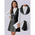 thumbnail image 2 of DARING DIVA Women's Faux Leather Button Down Mini Pinafore Dresses M Black, 2 of 6