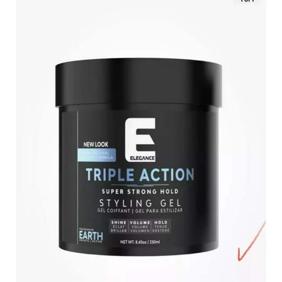 3 Pack E Elegance Hair Gel Triple Action Earth 8.5 oz
