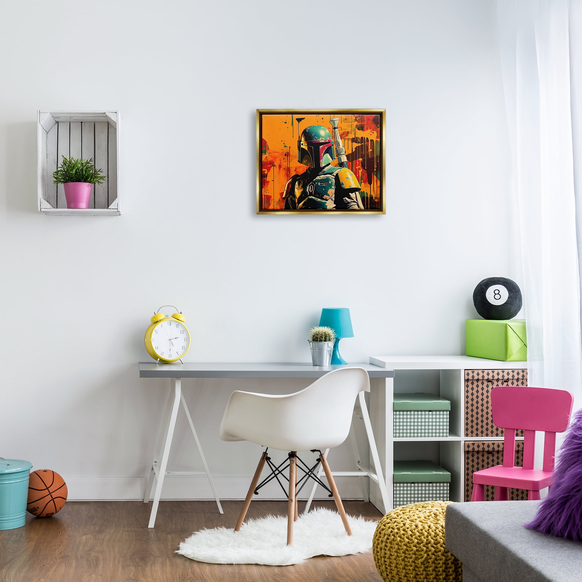 Stupell Industries Sci-Fi Pop Urban Style Fairy Tales & Fantasy Painting Gold Floater Framed Canvas Art Print Wall Art, 21 x 17