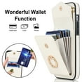 thumbnail image 6 of Wallet Case Compatible with iPhone 14 Pro, Case with Card Holder,with a strap, RFID Blocking Leather Cover 360°Rotation Ring Kickstand Protective Bumper Designed for Apple iPhone 14 Pro,White, 6 of 10