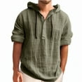 thumbnail image 2 of Yiaimeir ‌Men's Hooded Hemp T-shirt Thin Loose Fit Summer Casual Short Sleeve‌, 2 of 5