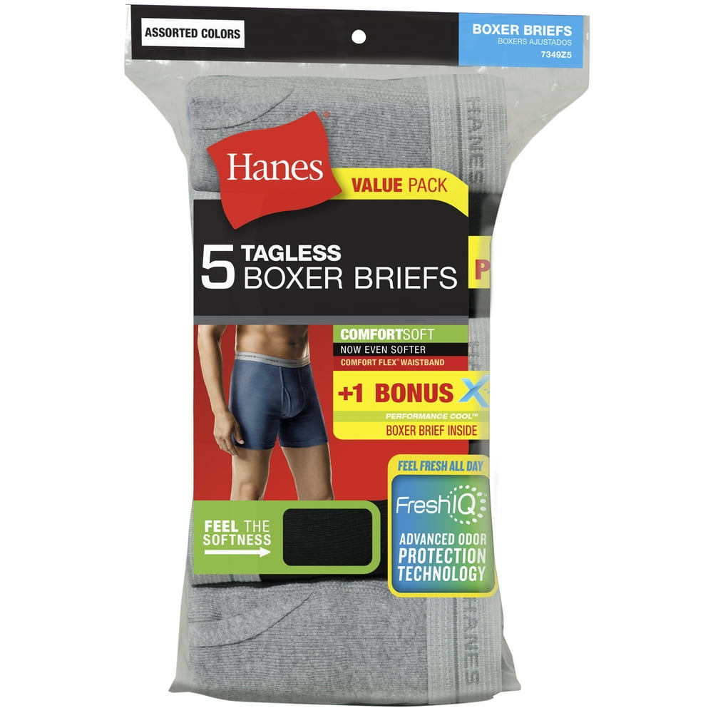 Hanes - Men's FreshIQ Boxer Briefs 5+1 X-Temp Boxer Brief Bonus Pack ...
