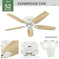 thumbnail image 4 of Hunter 52 inch Indoor Ceiling Fan with LED Light - White Ceiling Fan with Pull Chain, For Bedroom, Living Room, or Kitchen, Low Profile Mount, No Remote, 5 Blades - Kenbridge 53378, Fresh White, 4 of 16
