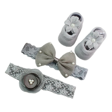 

Fashion Socks For Children Kids Boys Girls Socks Bowknot Hairband Shoes 3Pcs Set