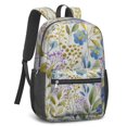 thumbnail image 2 of 17 Inch Lightweight Backpack,PVC Waterproof Oxford Fabric, Ergonomically Designed, with Large Capacity, Floral Flowers Print, 2 of 5
