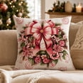 thumbnail image 2 of Zznnkj Christmas Wreath Pillow Cover Linen 18x18 Decorative Cushion Case for Sofa Bedroom Winter Holiday Party Decor, 2 of 7