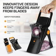 Nutrislicer Upright Mandoline Slicer Vegetable Cheese Chopper Food Cutter 5 Blades Foldable Storage Container Black