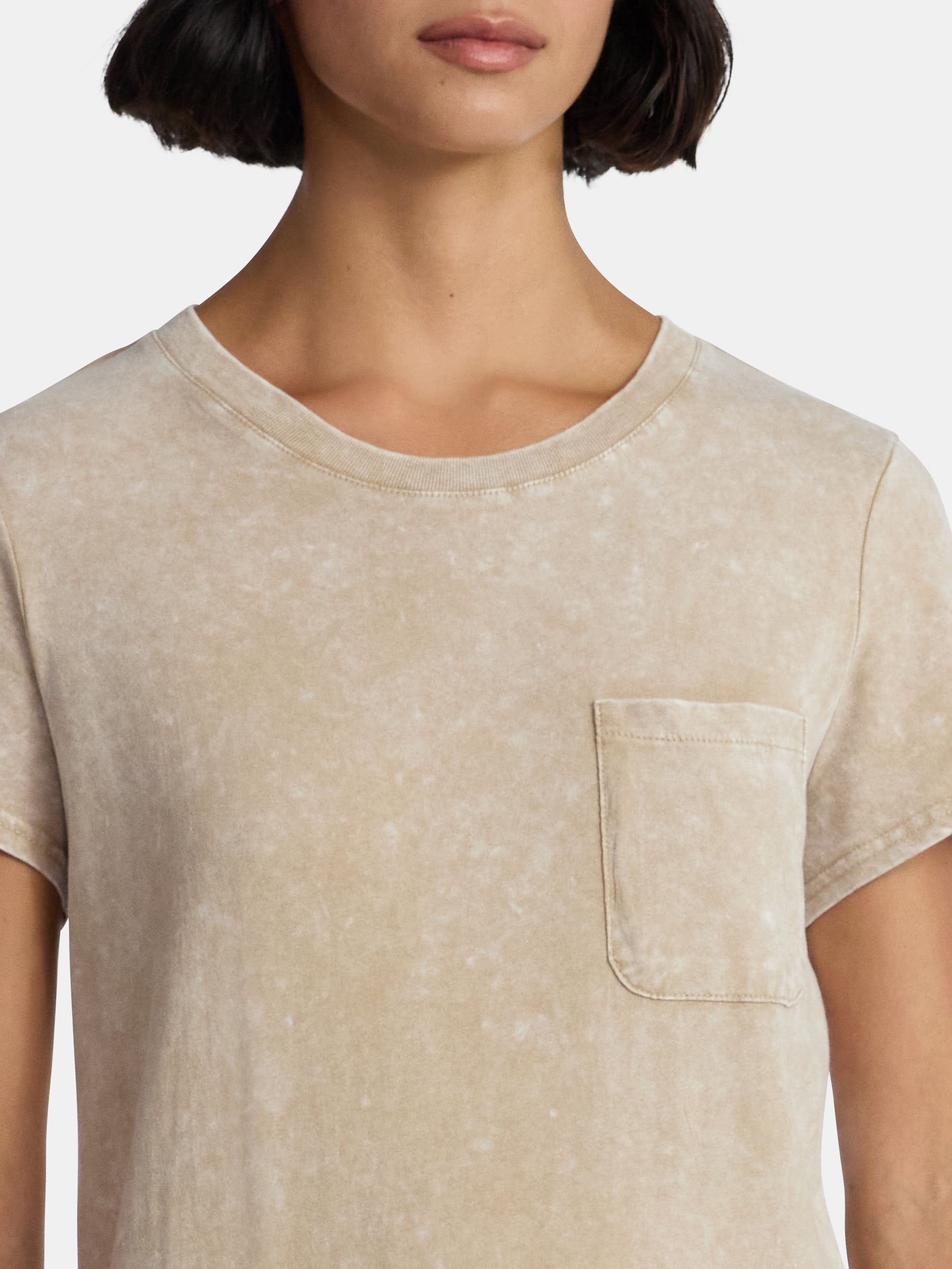 Time and Tru Women's Cotton Midi T-Shirt Dress with Short Sleeves, Sizes XS-XXXL