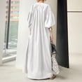 thumbnail image 4 of ZANZEA Womens Dresses V-Neck Puff Sleeve Solid Casual Baggy Maxi Dress, 4 of 4