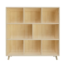 CQSXDA Modern Pine Wood 8-Compartment Storage Cabinet, 44 Inch Large Organizer for Books Toys Home Décor Office Use