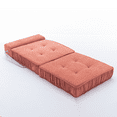 thumbnail image 3 of Modular Sectional Sofa.Convertible Chenille Upholstered Sleeper Sofa with Pillows and Memory Foam,  Lounge Sofa Armless Corner Bed Couch for Living Room,Bedroom,Apartment,Orange, 3 of 9