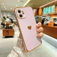 thumbnail image 2 of Phone Cases for iPhone 11 6.1" Cute Cases Plating Love Heart Side Print Design Luxury Screen Camera Protection Anti-Fall Shockproof Soft TPU Bumper Electroplated Silicone Cover, 2 of 11