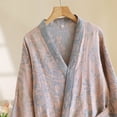 thumbnail image 5 of 100% Cotton Gauze Couple Bathrobe Double-Layer Kimono Robe for Men and Women, Lightweight Absorbent Home Sleepwear, 5 of 12