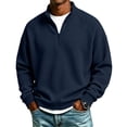 thumbnail image 3 of Dresfit Mens Mock Neck Sweatshirt Collared Waffle Sweatshirts Winter Long Sleeve Quarter Zip Pullover Knit Collared Loose Fit Shirts L, 3 of 8