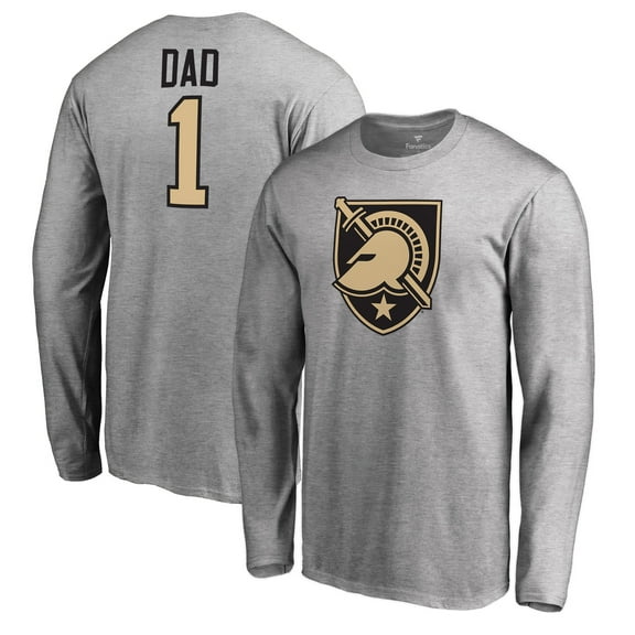 Men's Heathered Gray Army Black Knights #1 Dad Long Sleeve T-Shirt