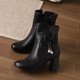 thumbnail image 3 of NECHOLOGY Botas Mujer Adulto Femenino Zapatos Botines mujer Botas con para mujer, botines de estilo universitario, otoño e invierno, 2023 (Black, 8), 3 of 7