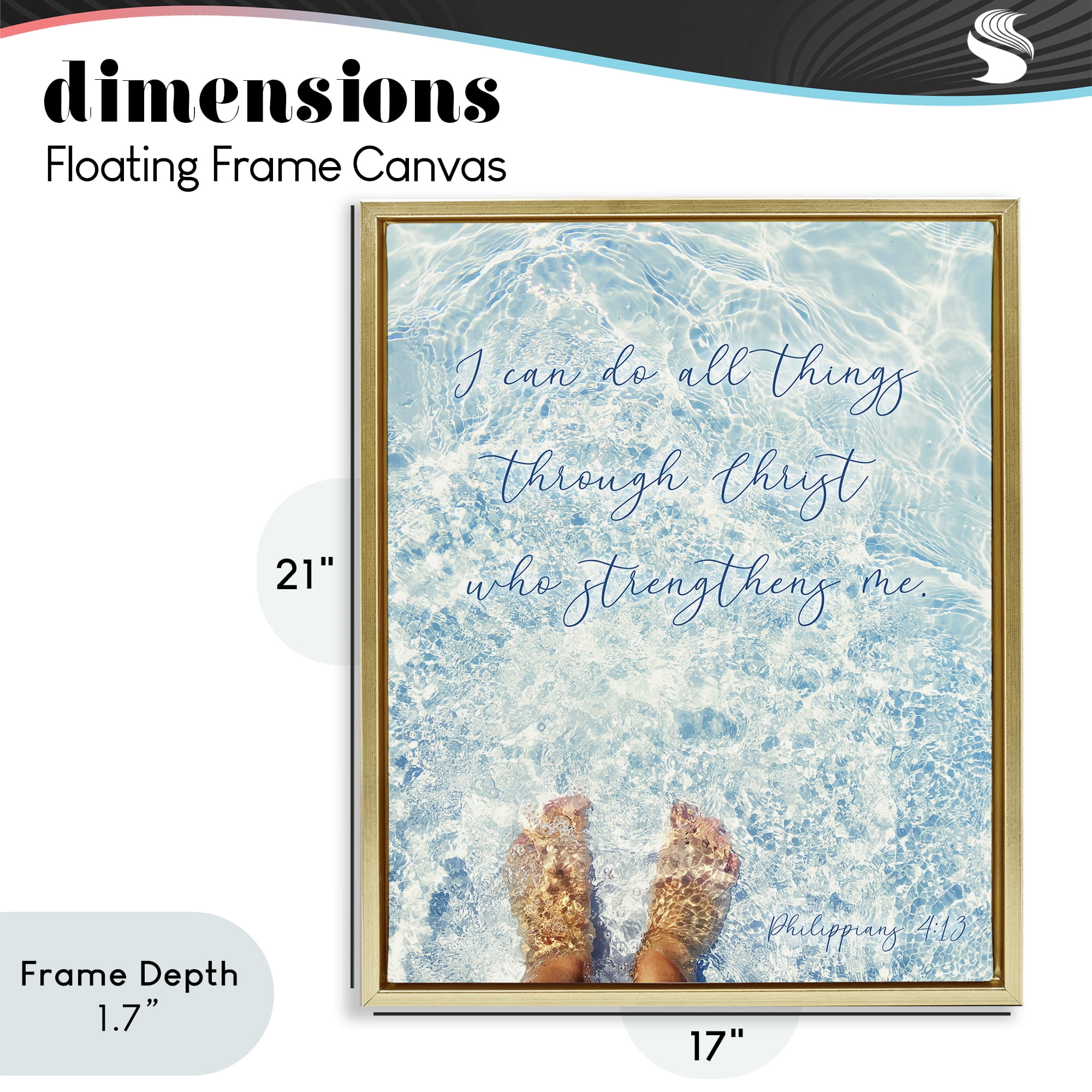 Stupell Industries I Can Do All Things Gold Framed Floater Canvas Wall Art, design by Sarah Jane