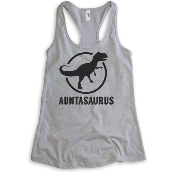 Auntasaurus Tank Top, Ladies Racerback Tank Top, Aunt Tank, Funny Tank, Cute Aunt Gift, Gift For Auntie, Heather Gray, Large