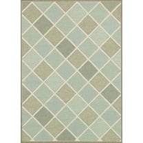 Couristan 7.5' x 10.75' Beige and Green Geometric Rectangular Outdoor Area Throw Rug