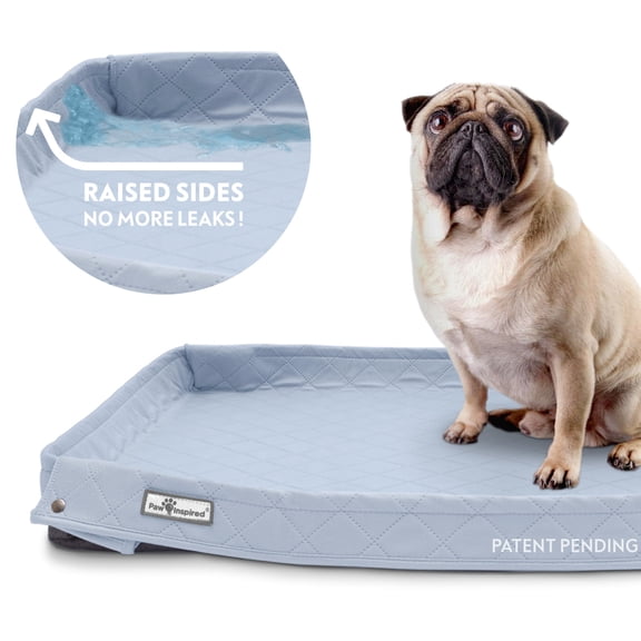 Paw Inspired Critter Box Dog Pads 32x32 Inch Washable Puppy Pads with Raised Sides to Prevent Leaks, Spills, Tears and Hold Pee Pads in Place