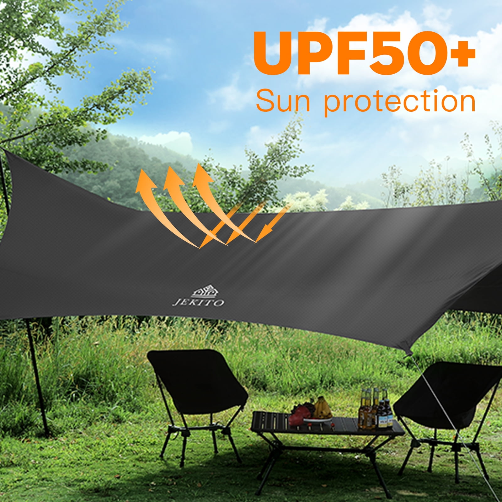 Tent Tarp, 18.04ftx9.58ft Waterproof Camping Tarp with 2