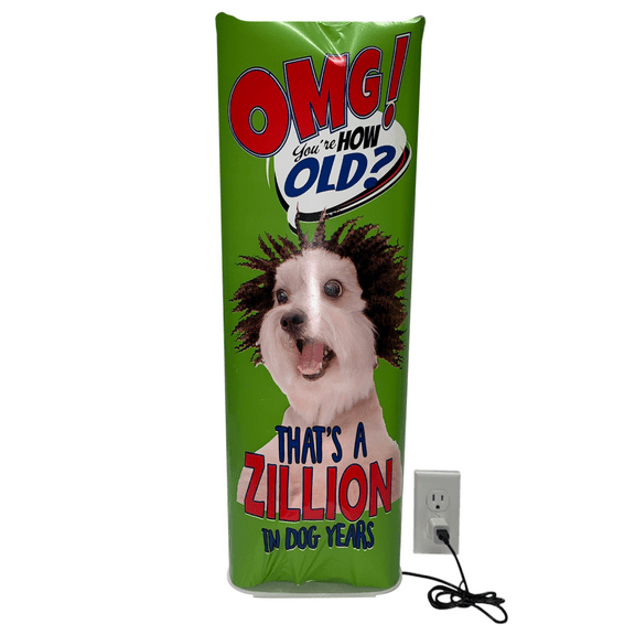 PUMP UP YOUR GREETINGS! 24in Birthday Dog Pop-Up Greeting Card Ballon – USB Powered, Envelope Included