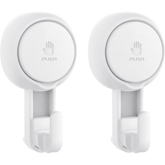 LUXEAR Suction Hooks Powerful Vacuum Suction Cup Hooks Heavy Duty Shower Hooks Waterproof Suction Hanger for Bathroom Kitchen Towel 2 Pack