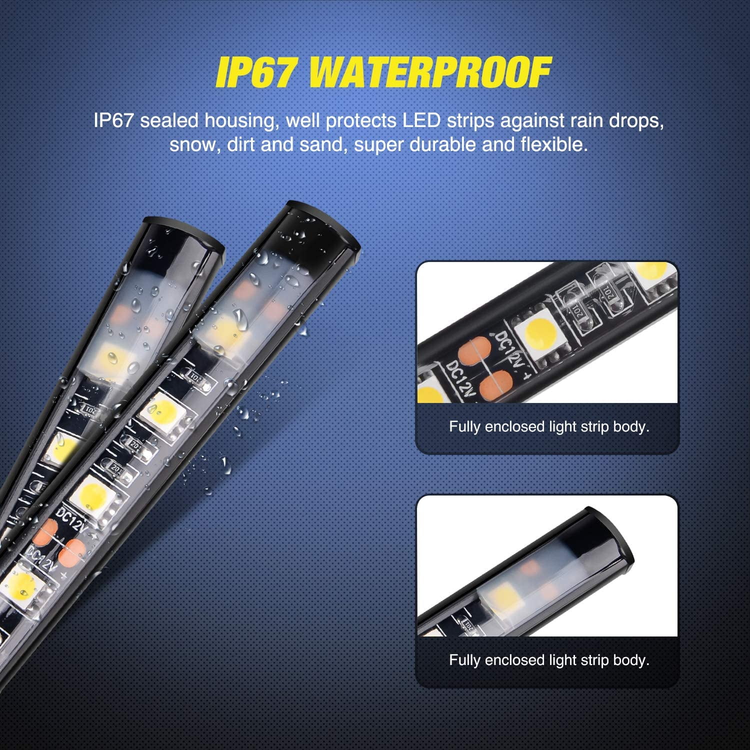 Nilight Truck Bed Light Strip 3Pcs 60" 270 LEDs White Lighting Waterproof For Car Cargo Pickup Truck Suv Rv Boat