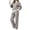 Brown, variant on Women's Casual Matching 2 Piece Outfit Set Mock Neck Long Sleeve Striped Color Block Ribbed Trim Loungewear Set