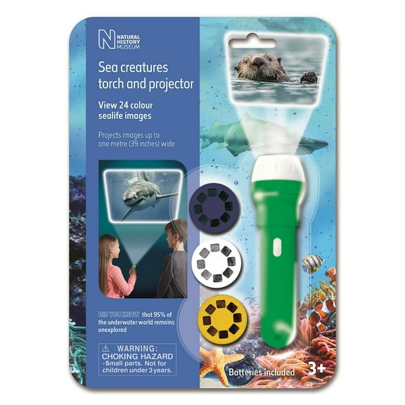 Natural History Museum Sea Creatures Flashlight and Projector 24 Color Sea Life Images - STEM Toy