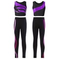 thumbnail image 2 of iiniim Girls' 2 Piece Athletic Leggings with Tank Crop Tops Outfits Sets for Gymnastics Sports Workout Fitness Purple&Rose 8, 2 of 7