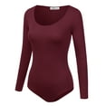 thumbnail image 2 of Doublju Women's Long Sleeve Round Neck Stretchy Bodysuit Tops (Plus Size Available), 2 of 5
